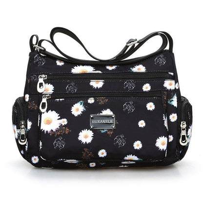 Fashion Floral Pattern Messenger Bag Nylon Shoulder Bag Flower Pattern Handbags