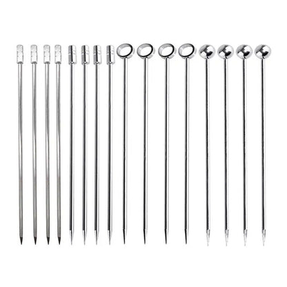 Cocktail Picks Stainless Steel Appetizer Skewers Toothpicks Fruit Stick 10~16Pcs