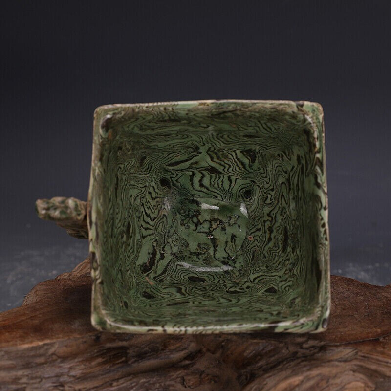 4" China antique Tang dynasty greenland Sifang Tea Bowl
