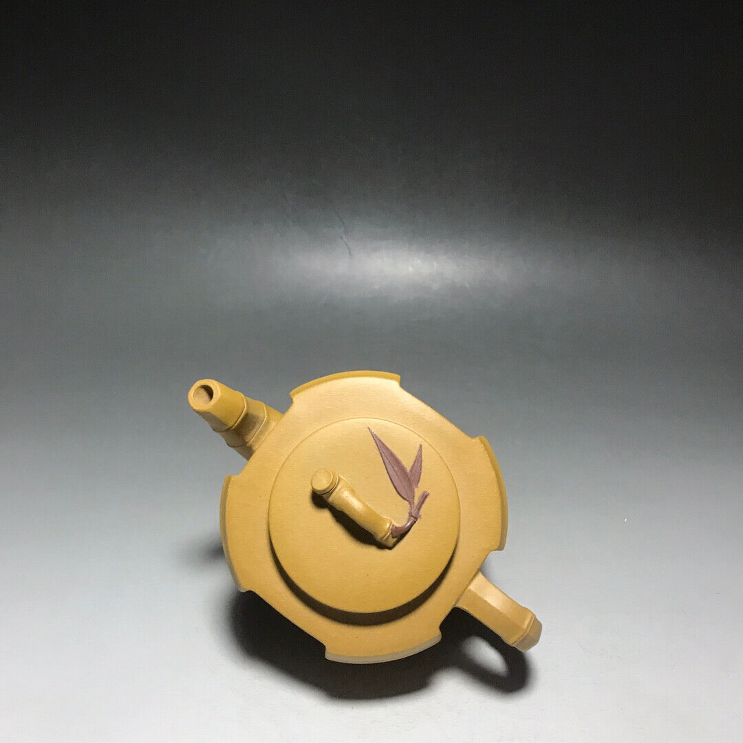 Chinese Yixing Zisha Clay Handmade Exquisite Teapot（四方竹段 底款：方开明）