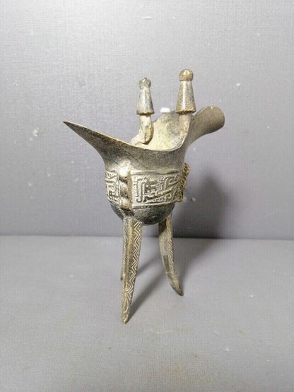 Old Chinese bronze copper handmade high Corner cup Wine glass wine cup
