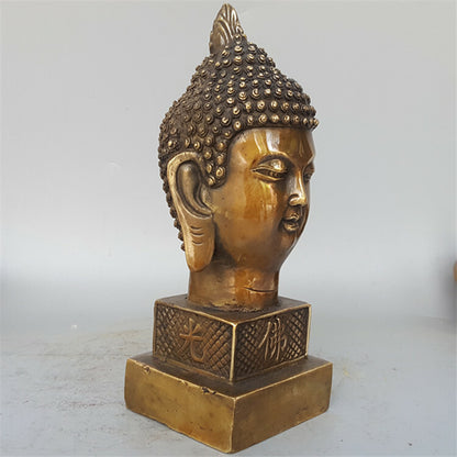 Brass Buddha Head Stamp Buddhism Illuminates Sculpture Statue Stamp Feng Shui