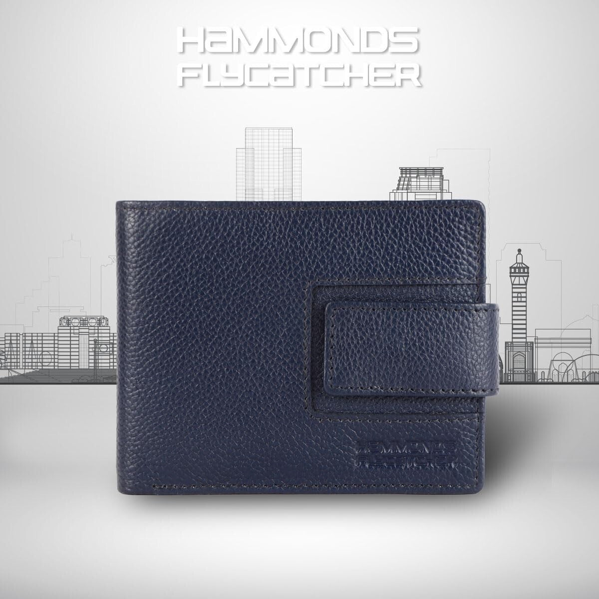Brand New Authentic RFID Protected Blue BI-Fold Genuine Leather Mens Wallet