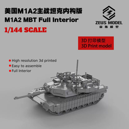 1/144 US M1A2 Main Battle Tank SEP V3+Trophy Defense System Model Kit 3D Printed