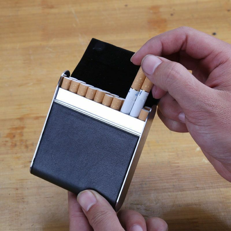 Leather Cigarette Case 20pcs Container Bank Card Box Tobacco Holder Mini Storage