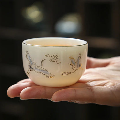 Scalding Sheep Fat Jade White Porcelain Tea Cup Ceramic Tea Cup Master Cup