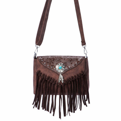 Celela Turquoise Fringe Studded Women Crossbody shoulder Bag Handbag Purse