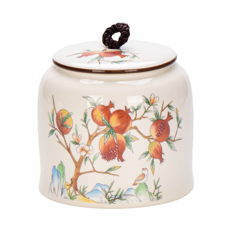 Chinese Canister Porcelain Jug With Lid Sealed For Loose Tea Small Size Ceramic