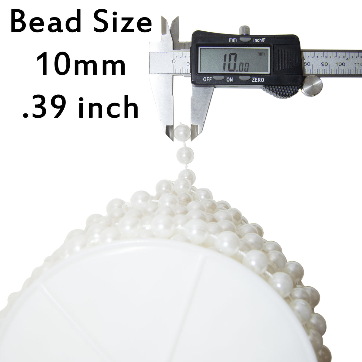 20 Yards Stringed Faux Pearls Large 10mm Shiny White Beads Garland 60 Foot Spool
