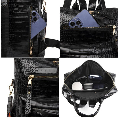 Backpacks Stone Pattern Synthetic Leather Women Shoulder Bags Large Cotton 1 PC