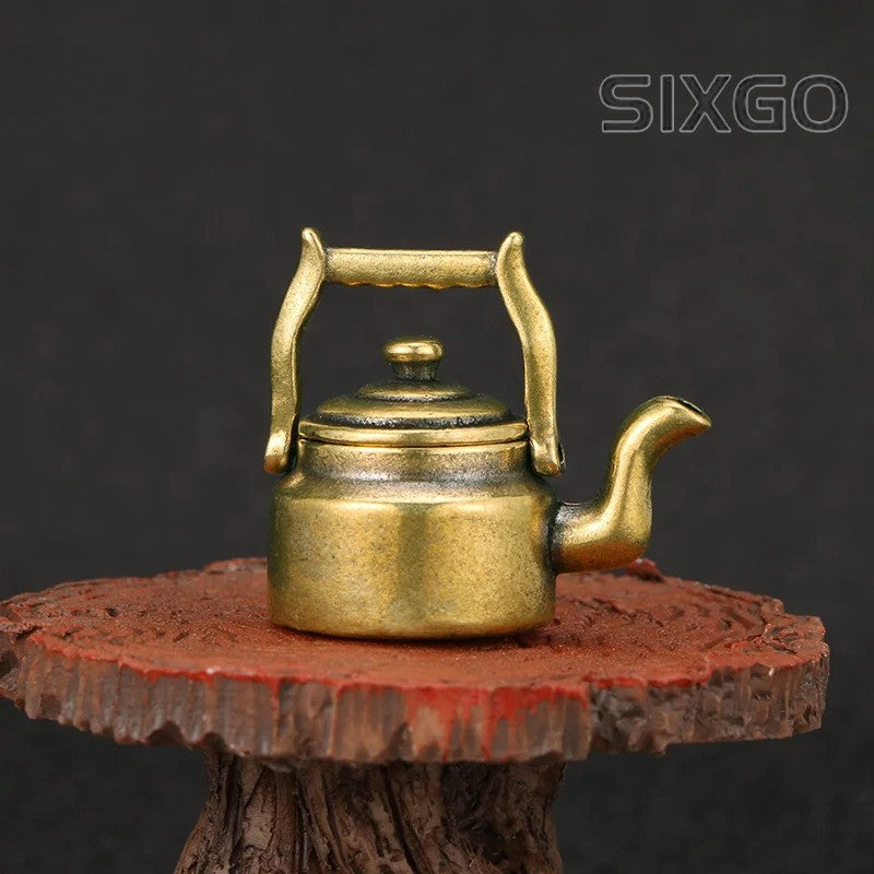 2.8cm Retro Brass Fingertip Teapot Pocket Incense Burner Tea Pet Home Decor