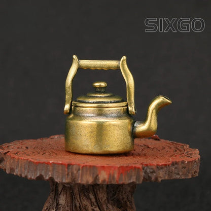 2.8cm Retro Brass Fingertip Teapot Pocket Incense Burner Tea Pet Home Decor