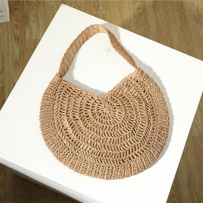 Summer Womens Beach Bag Casual Large Straw Shopping Handbag One-shoulder Bag