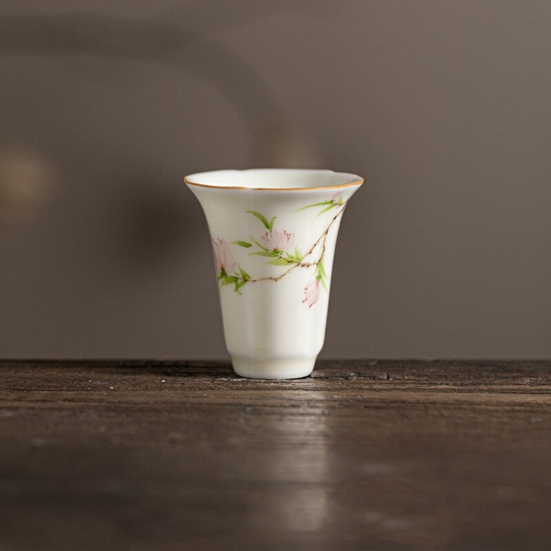 Ceramic Tea Cup Handpainted Chinese Kungfu Cup Scent Cup Floral Designing 45ml