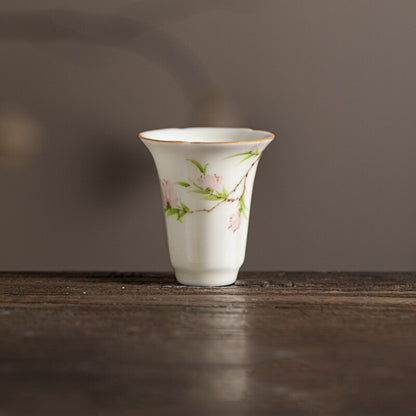 Ceramic Tea Cup Handpainted Chinese Kungfu Cup Scent Cup Floral Designing 45ml