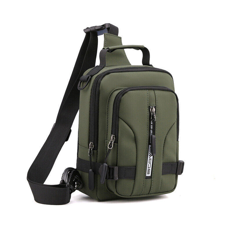 Men's Small Sling Chest Bag Backpack Anti-theft Crossbody Shoulder Bag wUSB Port