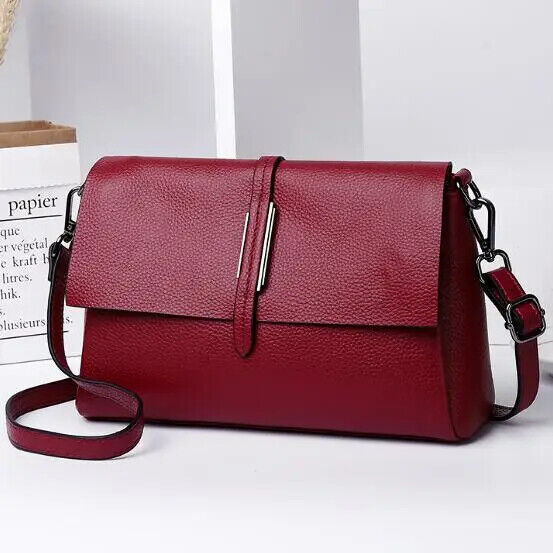 Lady's Flap Messenger Bags Genuine Cowhide Functional Shoulder Handbags New