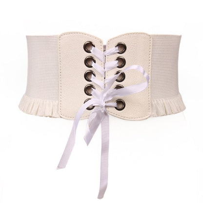 Women Wide Belt Canvas Fashion Dress Corset Waistband Elastic Cummerbund 60-80cm
