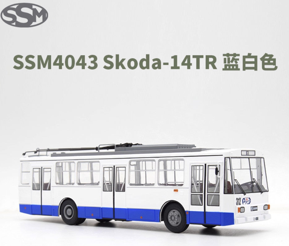 1:43 SSM Eastern Europe SKODA-14TR Large Trolleybus Passenger Car Diecast Model