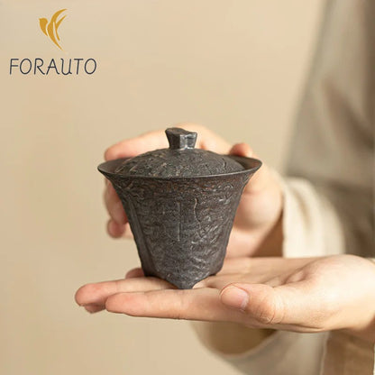 80Ml handmade coarse pottery Taiwan ancient bronze glaze household tea set -