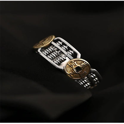 Men's Women's Fashion Lucky Money Coin Ring Adjustable Wishful Thinking Ring