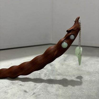 Vintage Red Sandalwood Pea Hairpin Chinese Style Tassel-free Bun Stick
