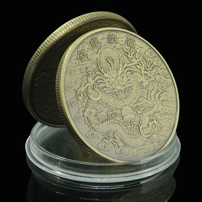 Commemorative Coins Metal Double Dragon Bronze Gold Silver Home Decoration Badge