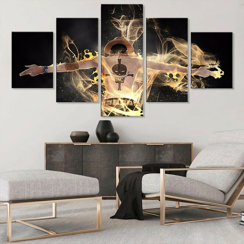 Anime One Piece Character Poster Canvas Prints Painting Wall Art Home Decor 5PCS