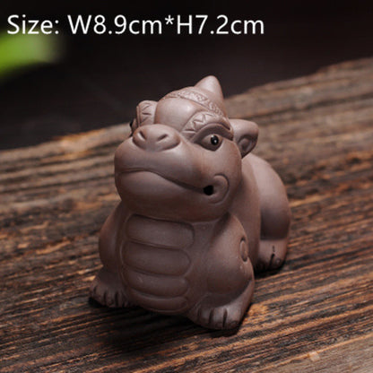 Wild Animal Statue Small Size Chinese Yixing Zisha Purple Clay Home Desk Tea Pet