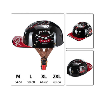 Motorcycle Half Helmet Open Face Motorcycle Half Helmet Retro Baseball Cap
