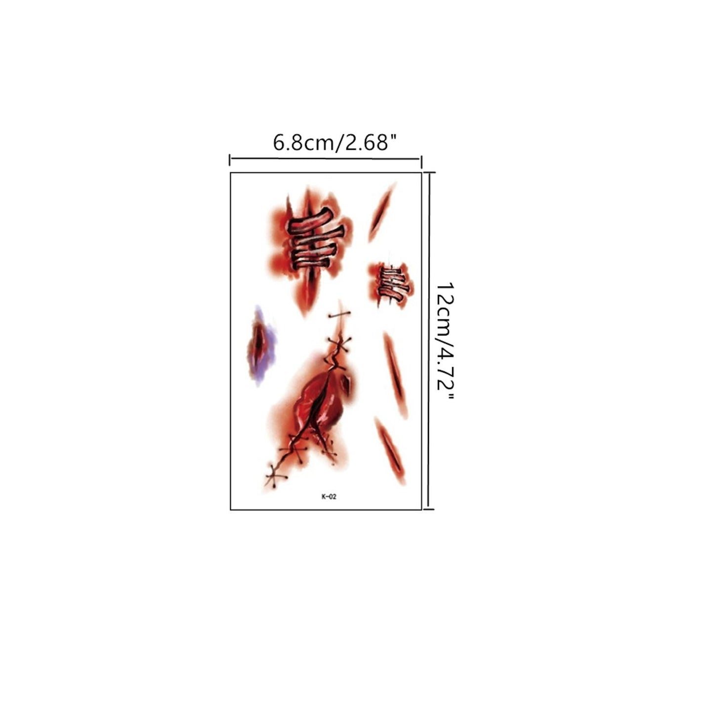 Fake Water Tattoo Scar/Real Blood Scars/Wound Stickers Halloween Horror Decor