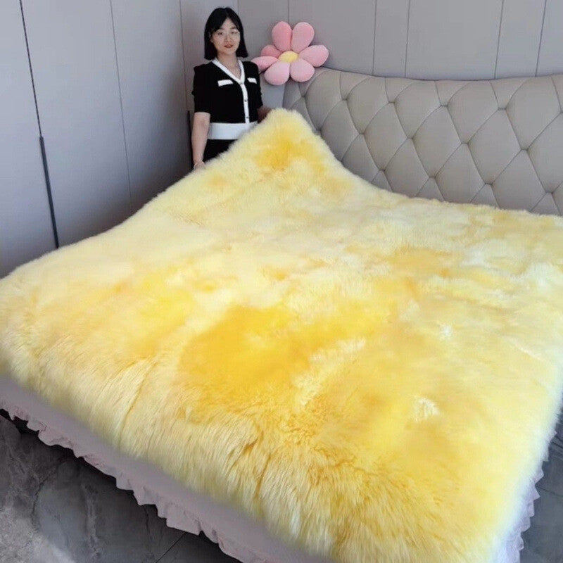 100% Pure Sheepskin Bed Mat Queen King Bed Cover Warm Australian Wool Blanket