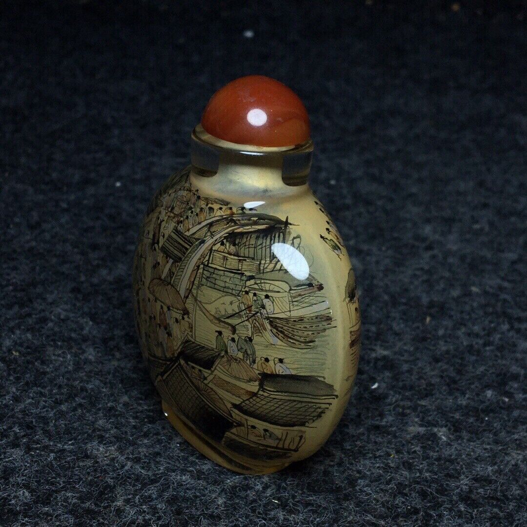 Ancient Chinese handmade interior painting ancient glazed snuff bottle