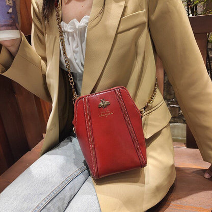 Women Shoulder Bag Genuine Leather Crossbody Bag Black Red Leather Tote Handbag