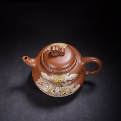 Chinese Yixing Zisha Clay Handmade Exquisite Teapot （龙腾四海 底款：顾道荣）