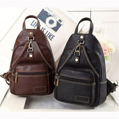 Womens PU Leather Vintage Outdoor Portable Chest Crossbody Shoulder Bag Backpack