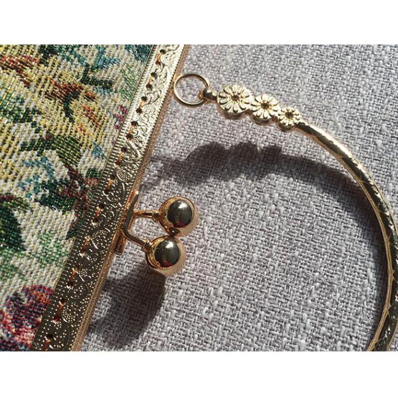 Vintage Embroidery Bag Handbag Flowers Purse Pearl Chain Crossbody Shoulder Bag
