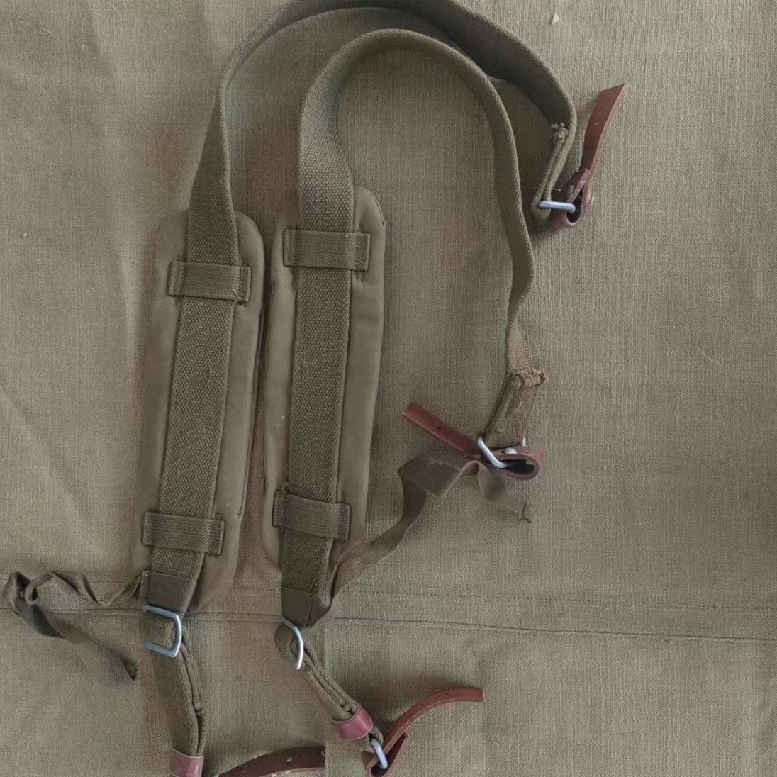 Vintage 1960s Tactical Strap Original Canvas Leather Outdoor Shoulder Belt