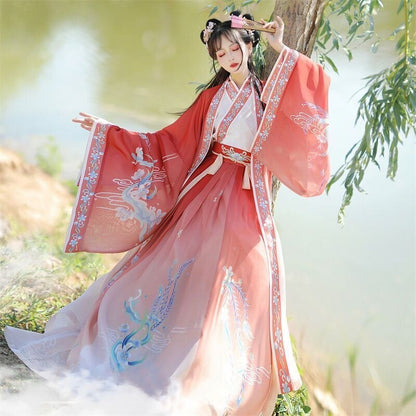 中国汉服加大码女式古代传统印花汉服仙女角色扮演-