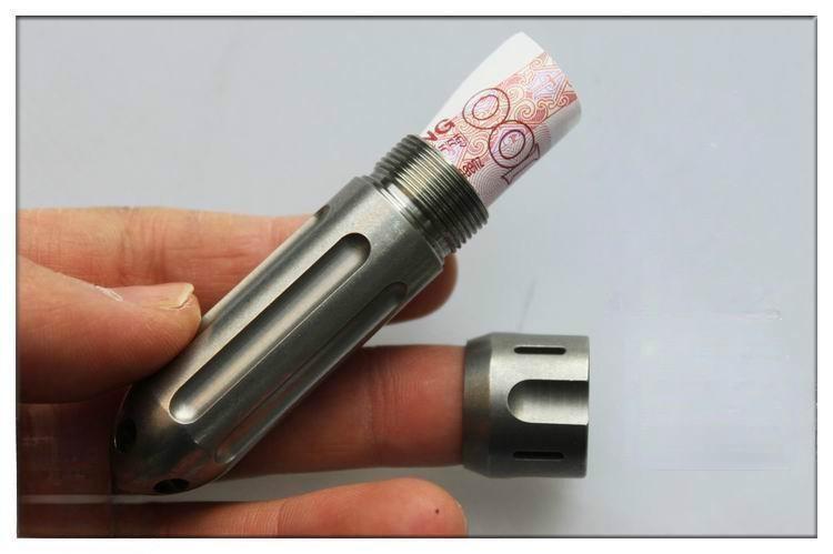 Titanium Alloy Rocket Shape Pill Case Holder Container Keychain Necklace Pendant