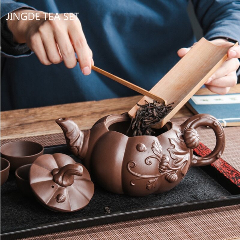 Yixing Purple Clay Teapot Large-capacity Pumpkin Pot Zhu Mud Handmade Filter Tea