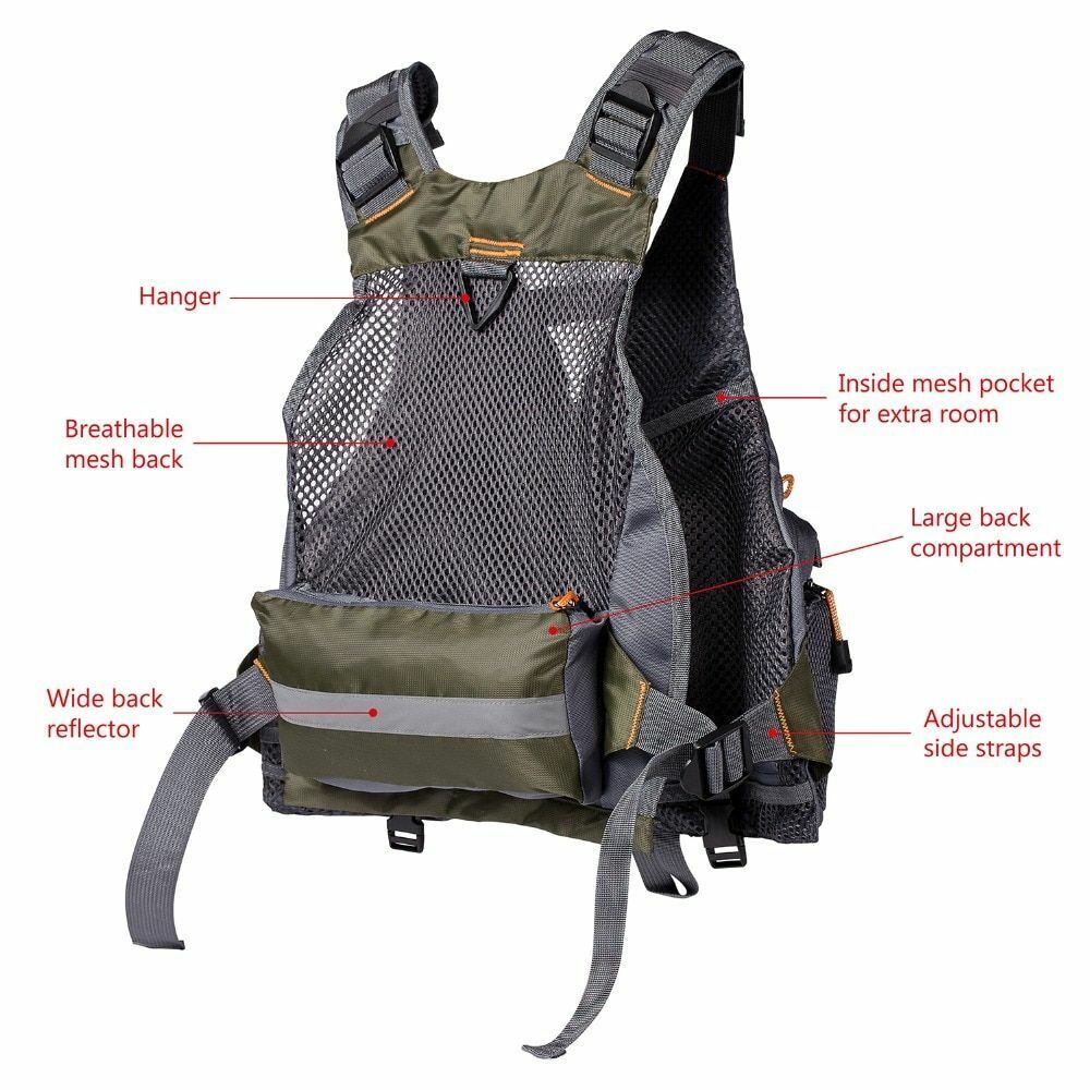 Fishing Vest Breathable Outdoor Sports Fly Swimming Adjustable Tackle Custom Fit