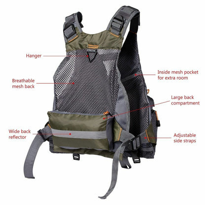 Fishing Vest Breathable Outdoor Sports Fly Swimming Adjustable Tackle Custom Fit