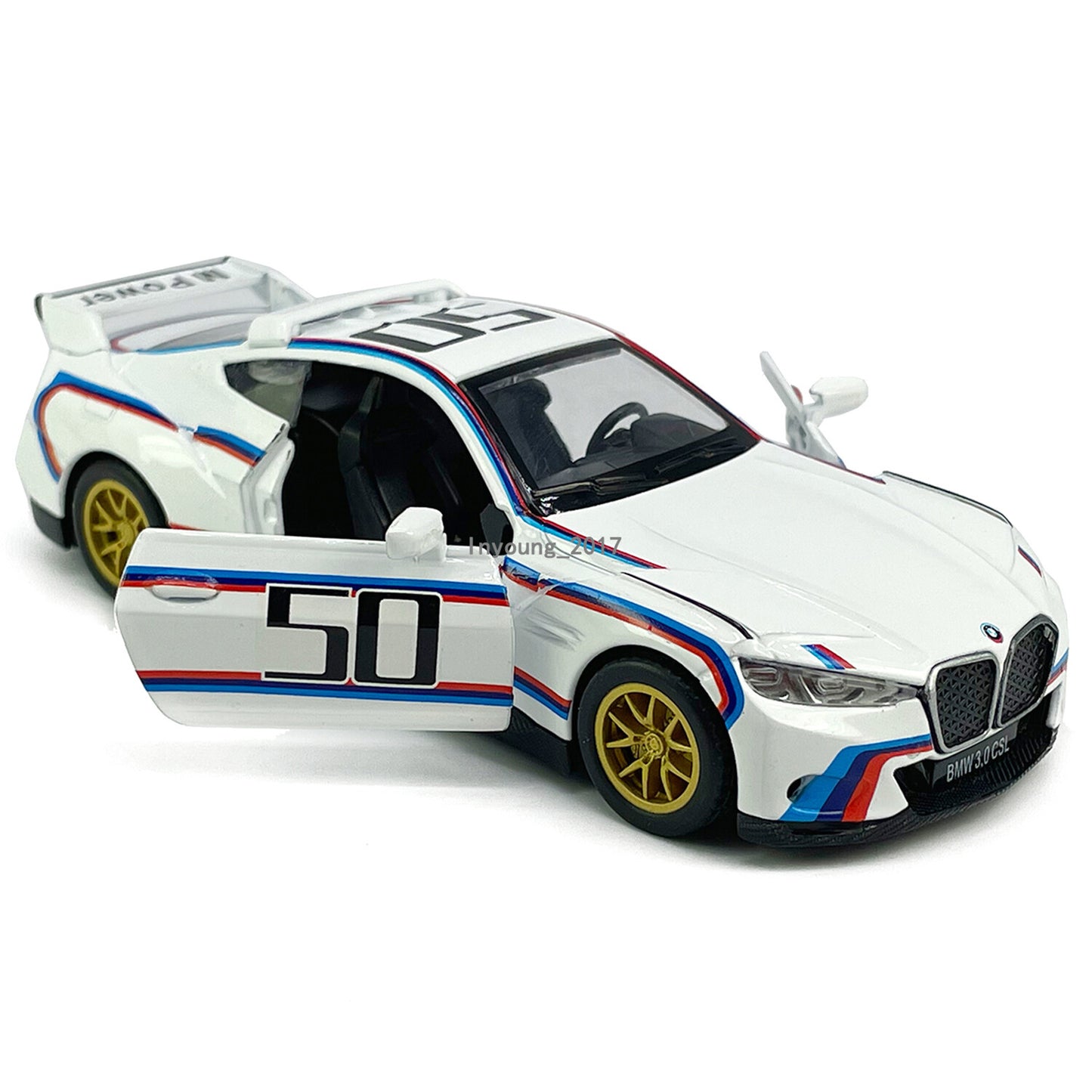 1/42 Scale BMW 3.0 CSL Model Car Diecast Toy Cars Boys Toys for Kids Gifts White