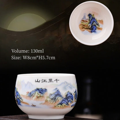 Porcelain Tea Cup Fat Mutton Jade Ceramic Master Cup 100ml / 130ml Personal Cups