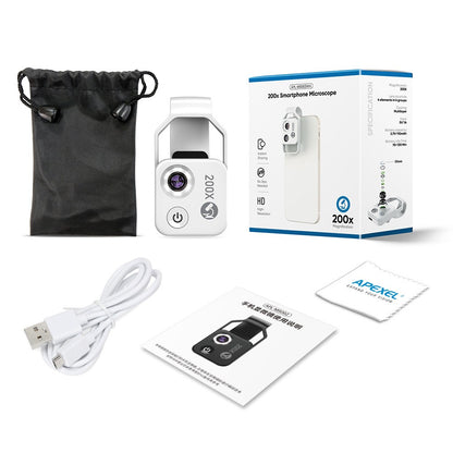 APEXEL 200X with CPL Phone Microscope with LED Light/Clip for IPhone and Android