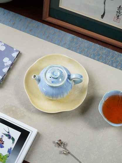 Jingdezhen Kiln Change Glaze Pot Flower Cup Handmade Ceramic Pot Cup Tea Set