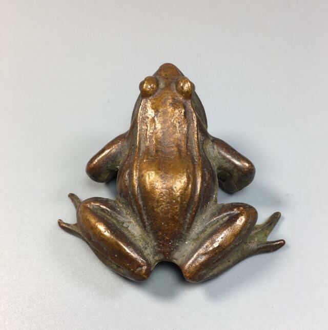 Collectable Copper Solid Frog Statue Tea Pet Home Table Decoration