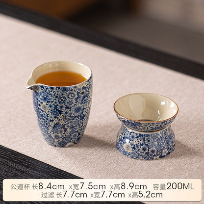 Ru Kiln Blue and White Three Cai Gaiwan Ceramic Tea Cups Household Tea Bowls