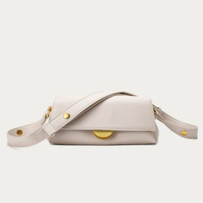 Leather Shoulder Bag Handbag Beige Flap Multi Pockets Crossbody Bags 24*11*13 CM